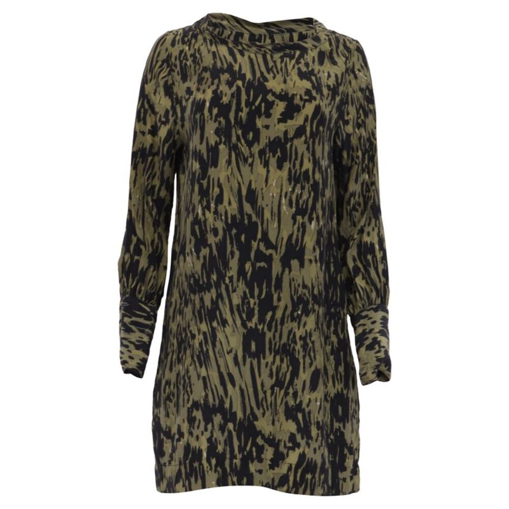 Nili Lotan Printed Mini Dress in Green Silk
